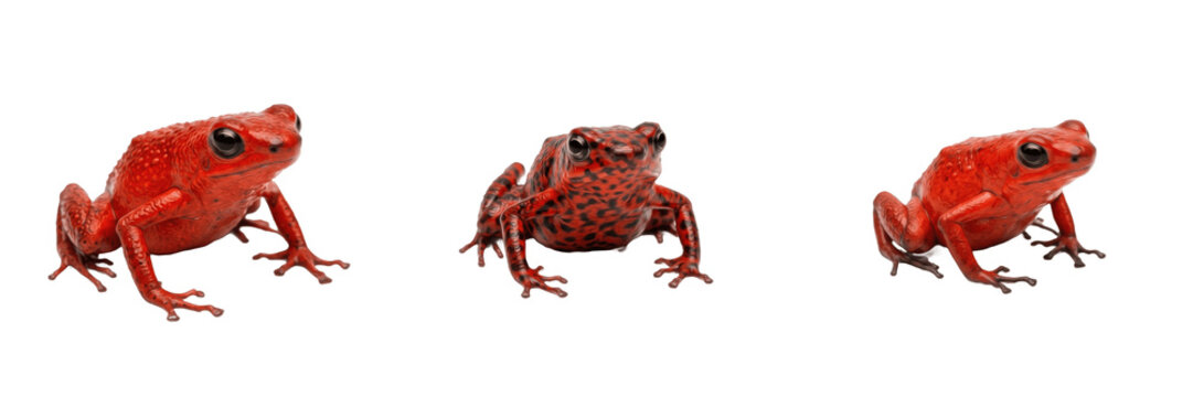 Vibrant Red Poison Frog Front View PNG, Exotic Rain Forest Amphibian, Realistic Wildlife Element for Nature Design, Transparent Background