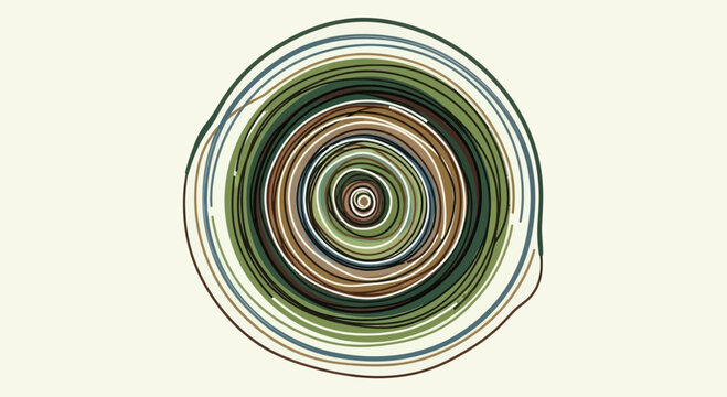 Abstract circular pattern of earthy-toned lines, resembling tree rings