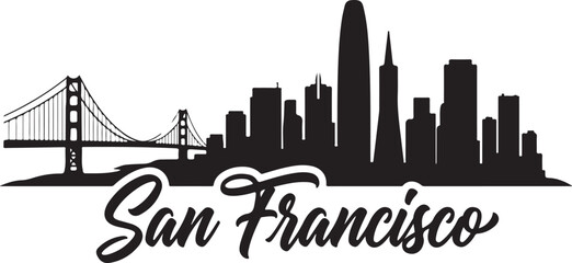 Fototapeta premium San Francisco skyline, cityscape silhouette, California icon, vector graphic