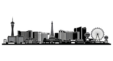 Obraz premium Las Vegas Skyline Silhouette Black and White Vector Illustration
