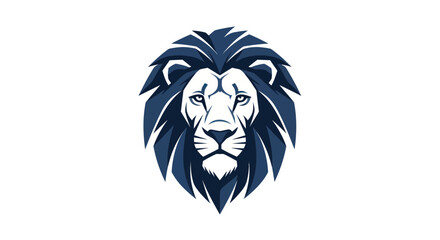Obraz premium Majestic Lion Head Emblem, Fierce Animal Symbol, Bold Blue Mane, Vector Art