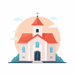Naklejka premium Flat illustration of a church with a cross on top
