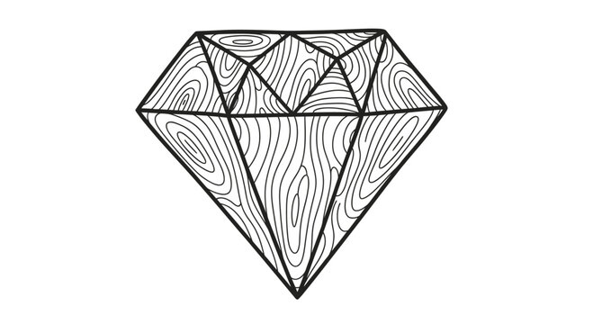 Line art depiction of a diamond with wood grain texture