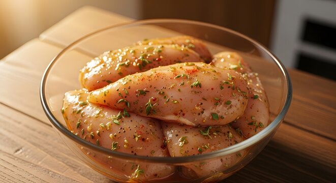 Spicy Marinated Chicken Wings Bowl on Wooden Surface