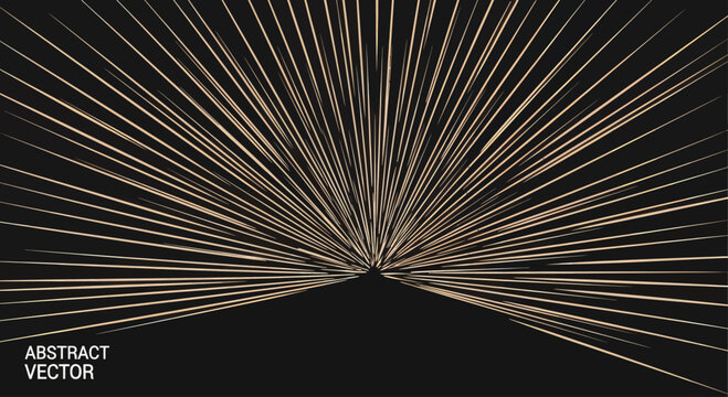Radial light lines burst outward from a vanishing point on a dark background