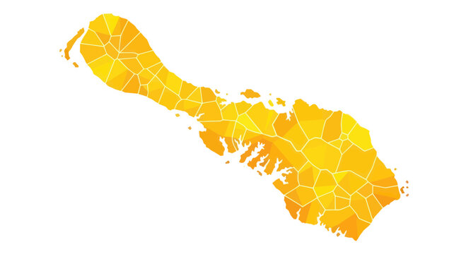 Abstract Map of Curacao Island with Golden Geometric Mosaic