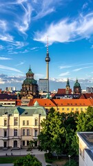 Obraz premium Berlin cityscape with famous TV tower.