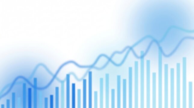 Abstract data visualization with blue hues representing financial trends and market analysis over time in a digital context