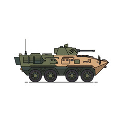 Fototapeta premium Armored vehicle stands ready for tactical deployment in a modern military conflict scenario.