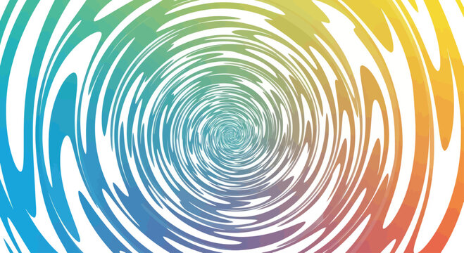 Psychedelic rainbow swirl with white brushstroke patterns radiating from center