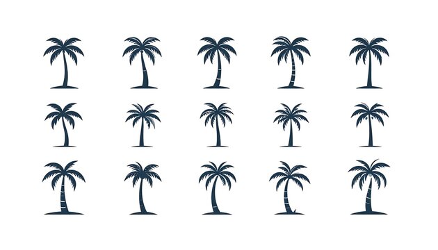A collection of palm tree silhouettes arranged in four rows