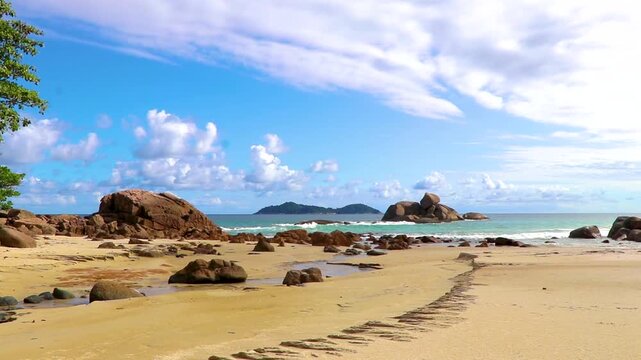 Big tropical natural island Ilha Grande Santo Antonio Beach Brazil.