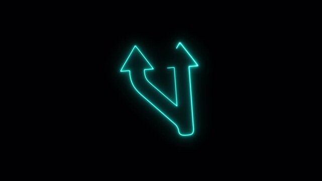 Neon USB Split Arrow Icon Animation Transparent Background