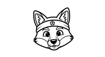 Fototapeta premium Cartoon Fox Face Wearing Soccer Headband - Mascot Logo