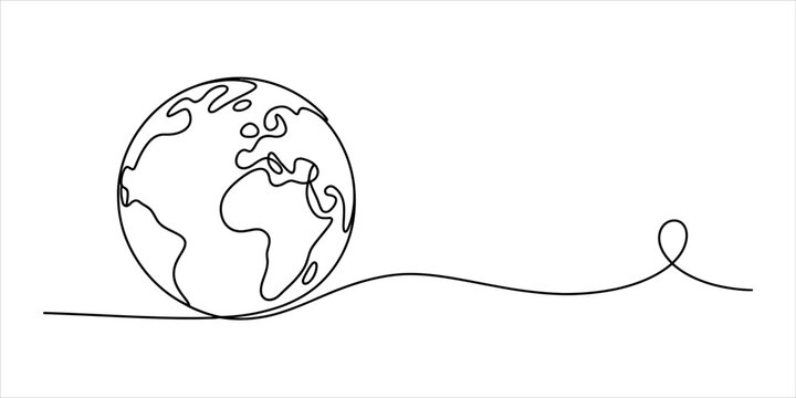 Continuous single line drawing of planet earth showing continents with a simple flowing stroke style for modern minimalist design and global concepts Vector, illustration