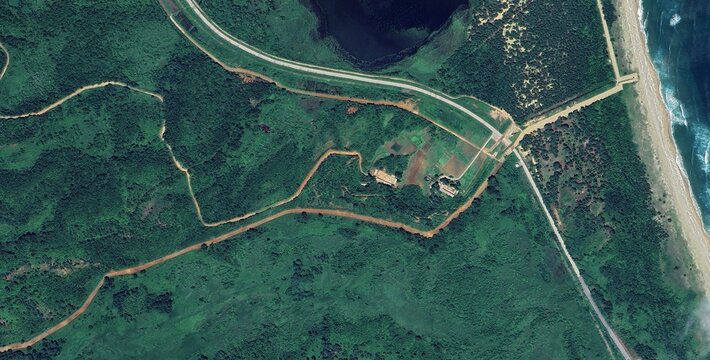 Korean DMZ Coastline Aerial View Border Forest