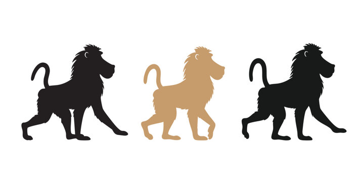 Baboon Walking Silhouette Illustration Collection 