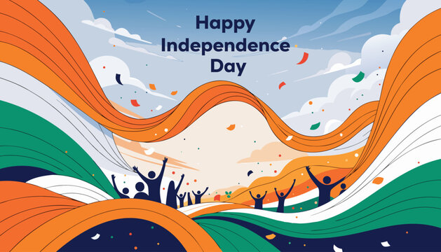 Vibrant indian independence day celebration illustration