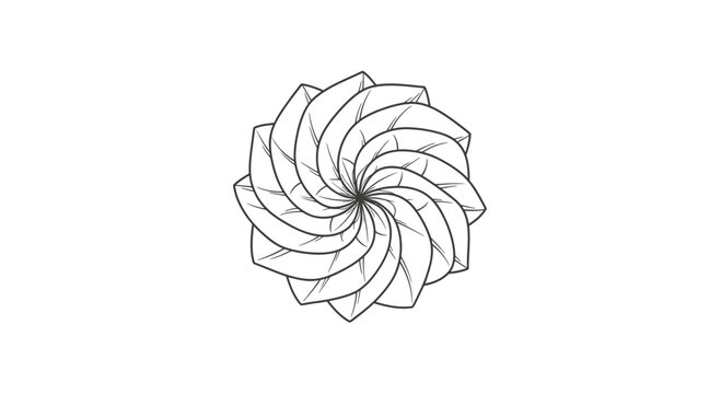 Intricate black line drawing of a spiraling floral pattern on a white background