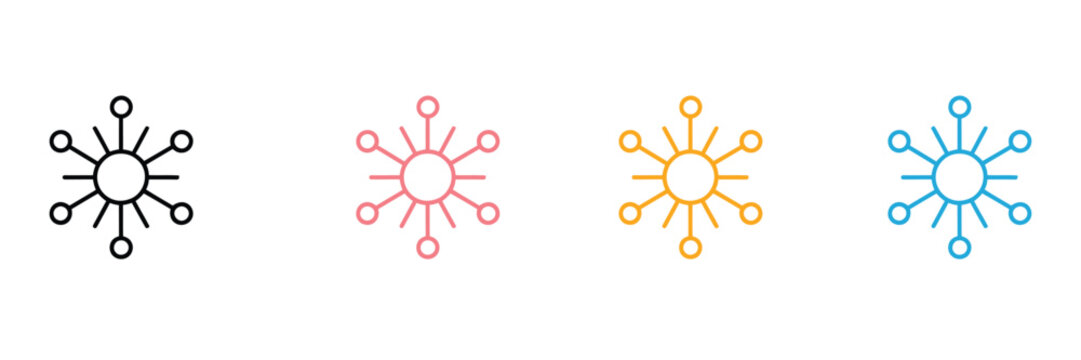 Network Hub Icon for Connectivity, Data Infrastructure, Centralized System and Technology Link. Symbol Vector Illustration.