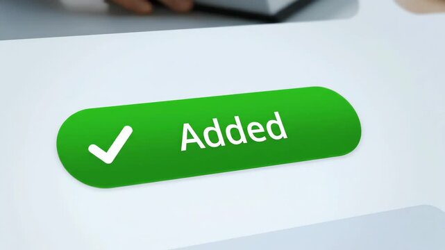 A person interacts with a green button on a screen interface.