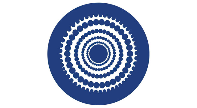 Concentric dark blue circles with scalloped edges on white