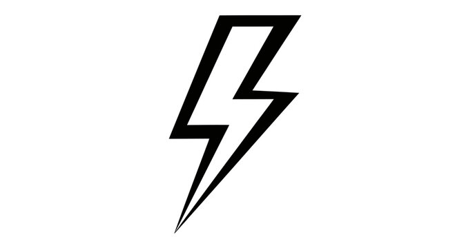 Sharp black lightning bolt symbol against a stark white background
