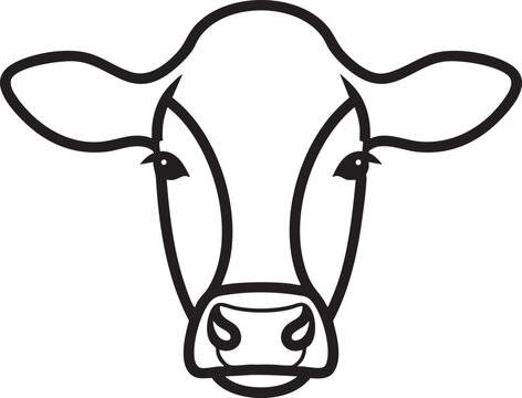 Minimalist black and white cow head outline icon with silhouette