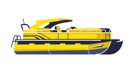 Modern Yellow Pontoon Boat Illustration - Watercraft Vector Art © yati