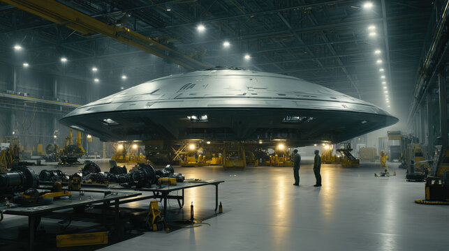 Military Hanger Reveals UFO Under Close Inspection by Personnel