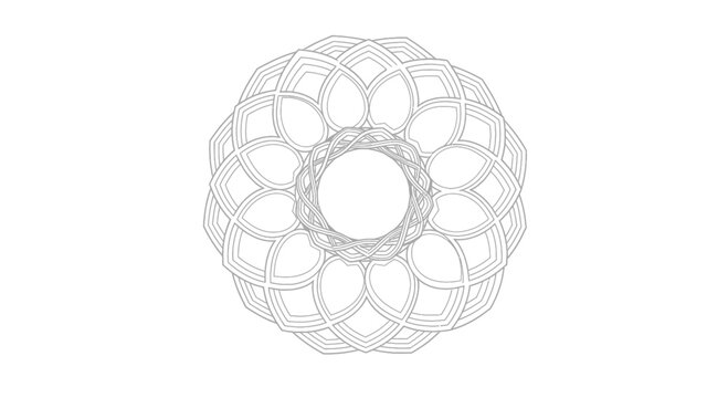 Intricate geometric mandala design with interwoven lines and petal shapes