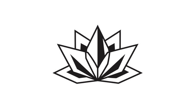 Abstract geometric black lotus flower on white background