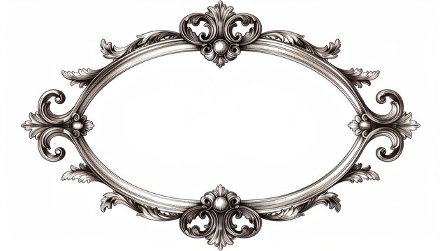 Ornate Metal Oval Frame Border Decoration.