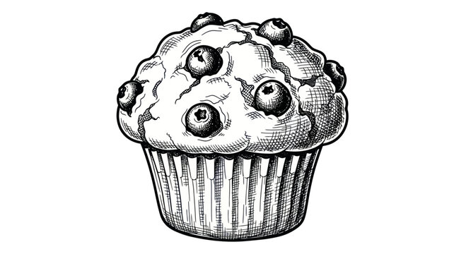 Hand-drawn Blueberry Muffin Illustration