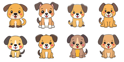 Fototapeta premium Multiple vector illustrations of cute dogs
