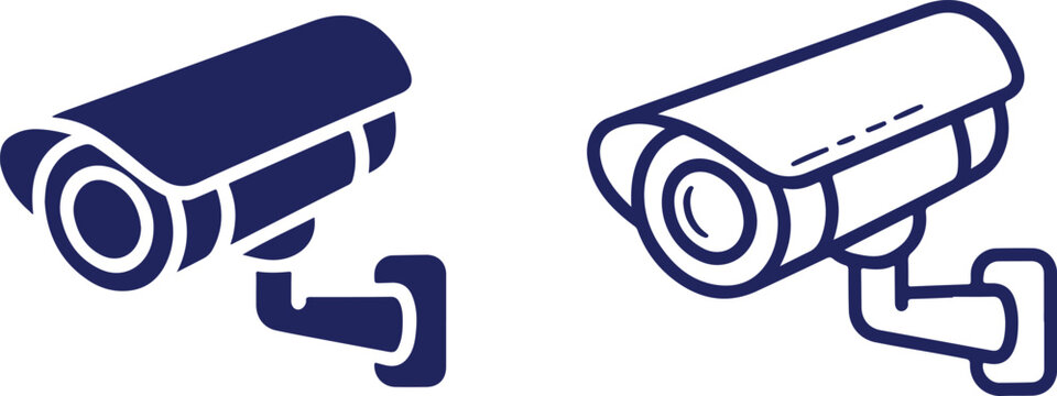 Minimalist Outdoor Security and Surveillance Camera Icon Set, Modern CCTV, Property Monitoring, and Home Safety Vector Graphics, vector, illustration, silhouette.