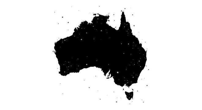 Black Ink Splatter Silhouette Map of Australia