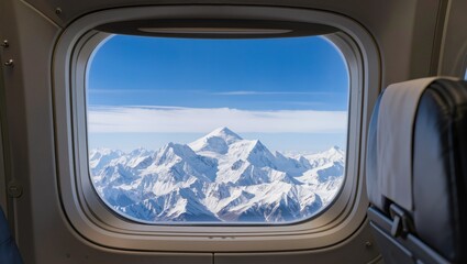 Naklejka premium Airplane Window View Above the Clouds