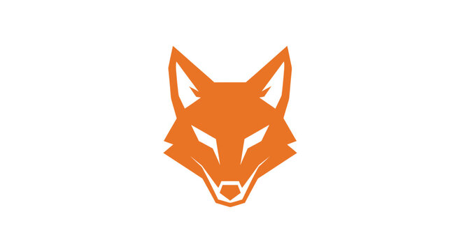 Geometric orange fox head logo on white