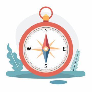 Flat Illustration of a Red Compass