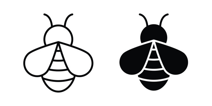 Bee icon elements. icon in trendy flat and stroke style