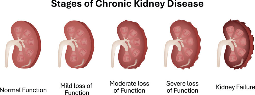 Stages of Chronic Kidney Disease Illustration Vector Medical Diagram