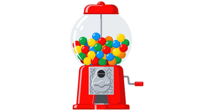 Retro Red Gumball Machine Filled With Colorful Candies