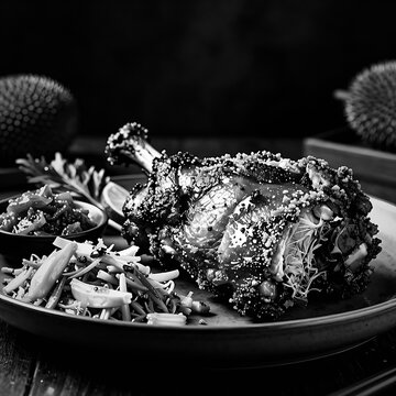 Traditional Bali Babi Guling suckling pig with Balinese side dishes