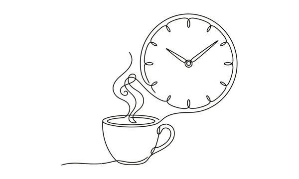 cup of coffee with clock