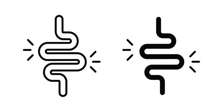 Gut constipation icon elements. icon in trendy flat and stroke style