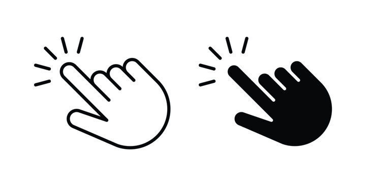 Hand click icon elements. icon in trendy flat and stroke style