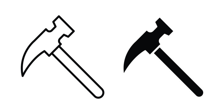 Hammer icon elements. icon in trendy flat and stroke style