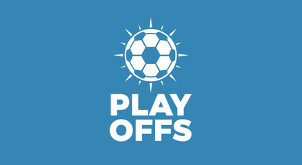 Fototapeta premium Soccer Playoff Symbol Against Blue Backdrop Showcasing Competitive Sporting Event