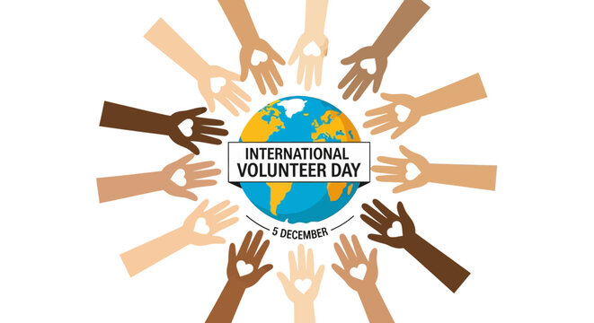 International Volunteer Day Celebration on December 5th Featuring a Detailed Vector Illustration of the Earth Globe Isolated on a White Background for Global Humanitarian Service Awareness